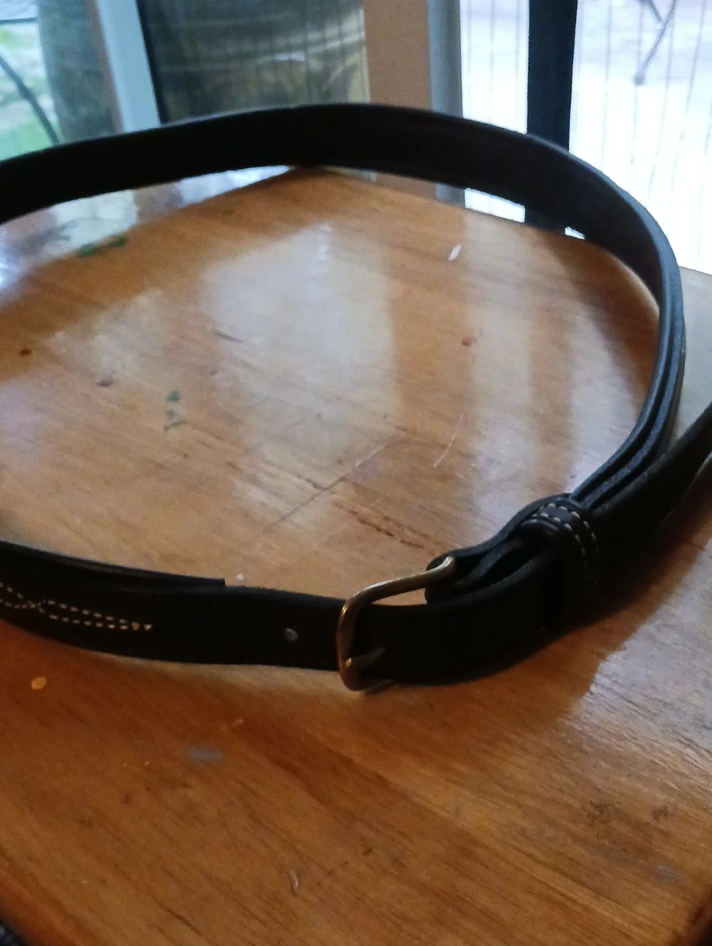 J. Peterman Men's Brown Leather Belt with Gold Buckle Sz 44
